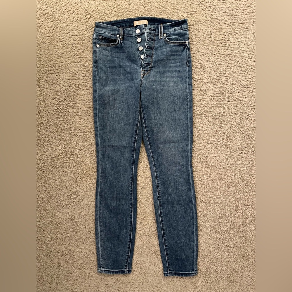 7 for all mankind button-fly medium wash skinny jeans